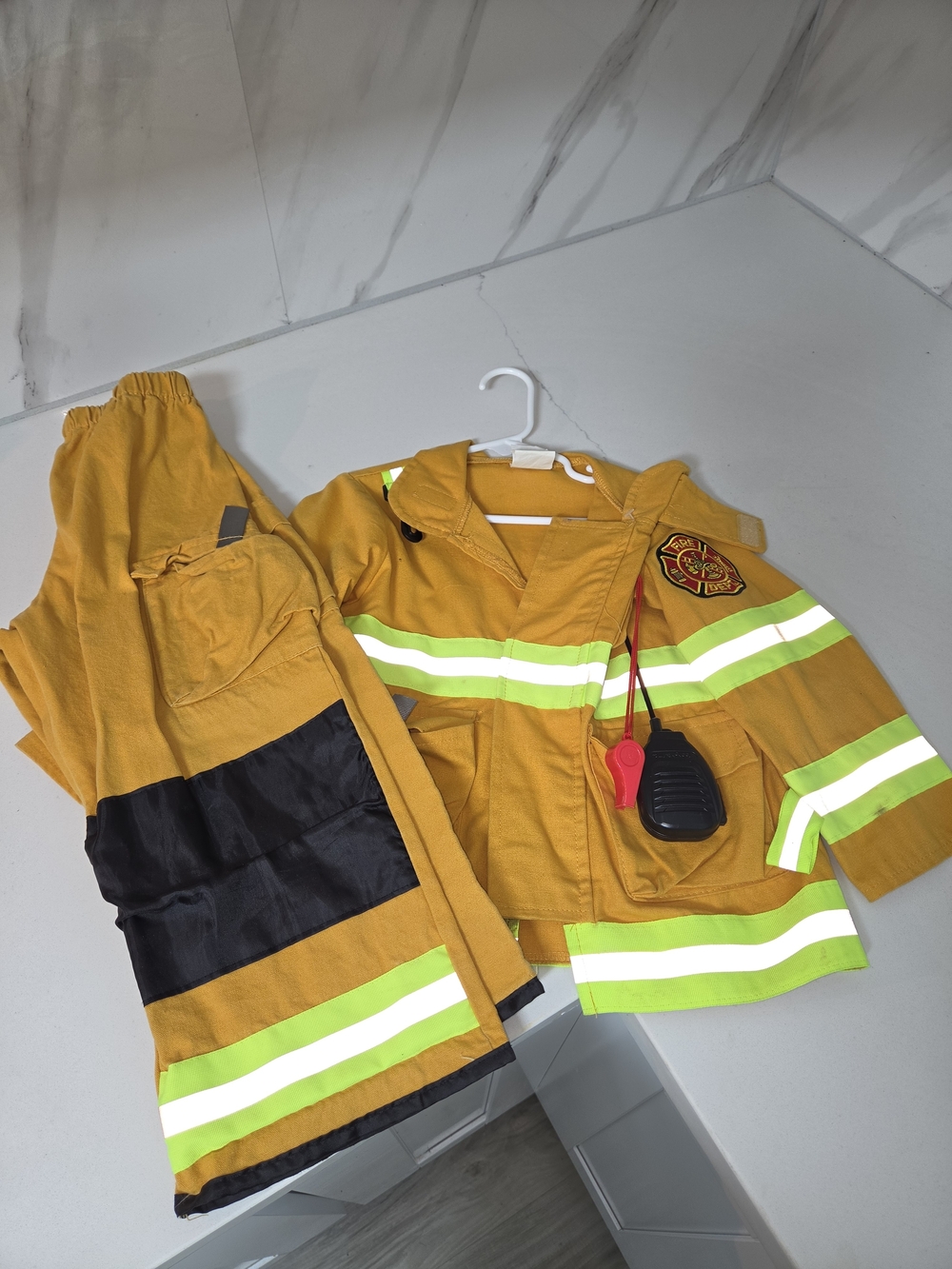 Kids Yellow Firefighter Costume Jacket and Pants Set